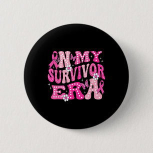 Mein Überlebender Era Pink Groovy Retro Brustkrebs Button