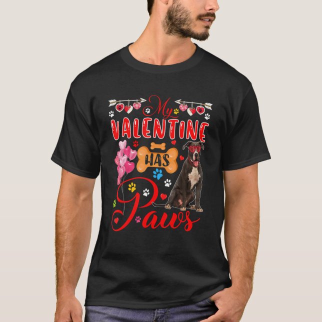 Mein Valentin hat Pads Niedlich Pit Bull Sonnenbri T-Shirt (Vorderseite)