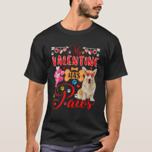 Mein Valentin hat Pfoten Niedliche Corgi-Sonnenbri T-Shirt