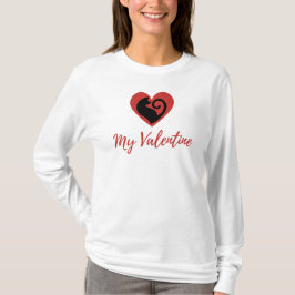 Mein Valentine ein Herz mit einer Katze T-Shirt