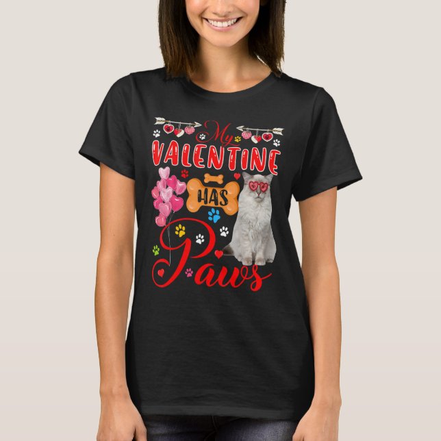 Mein Valentine hat eine Niedliche Ragdoll-Katze-So T-Shirt (Vorderseite)