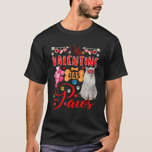 Mein Valentine hat eine Niedliche Ragdoll-Katze-So T-Shirt (Vorderseite)