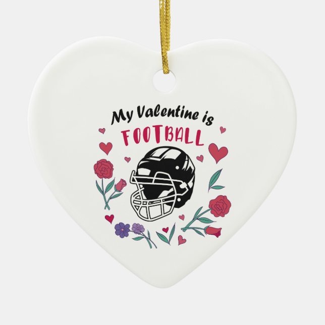 Mein Valentine ist die Football Business Card Napk Keramik Ornament (Vorne)