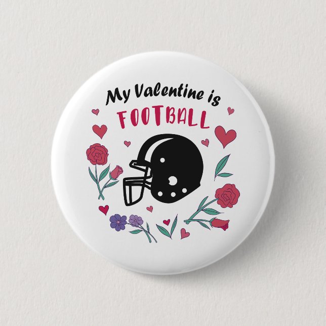 Mein Valentine ist Fußball Einladung Postkarte Button (Vorderseite)