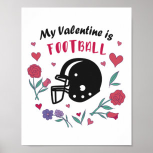Mein Valentine ist Fußball Einladung Postkarte Poster