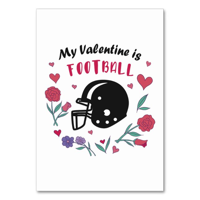 Mein Valentine ist Fußball Einladung Postkarte Tischnummer (Vorderseite)