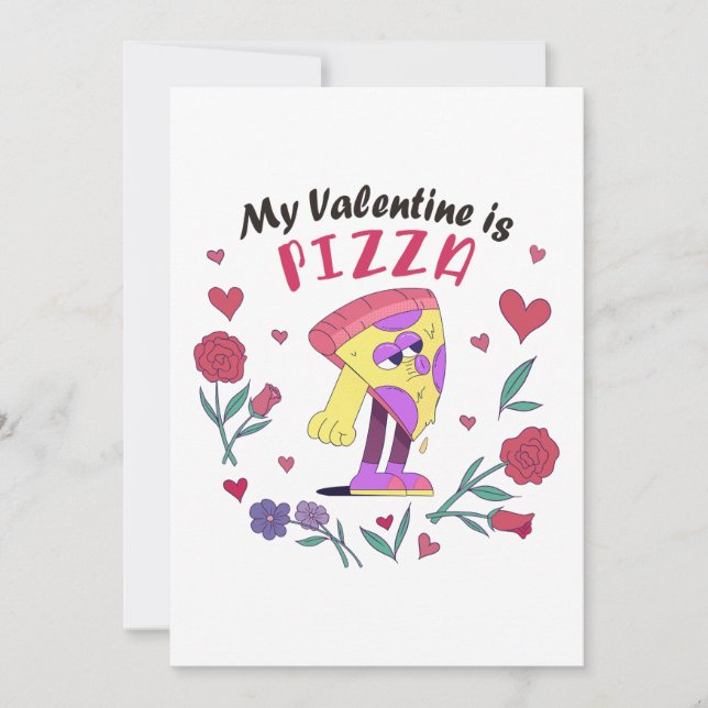 Mein Valentine ist Pizza-Einladung Feiertagskarte (Vorderseite)