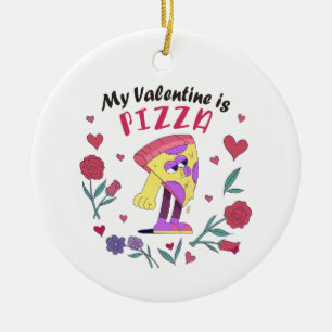 Mein Valentine ist Pizza-Einladung Keramik Ornament