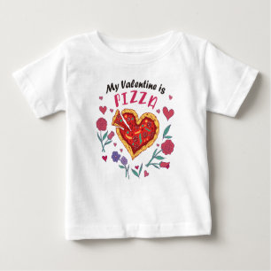 Mein Valentine ist Pizza Einladung Magnet Baby T-shirt