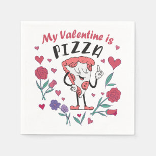 Mein Valentine ist Pizza-Einladung Serviette