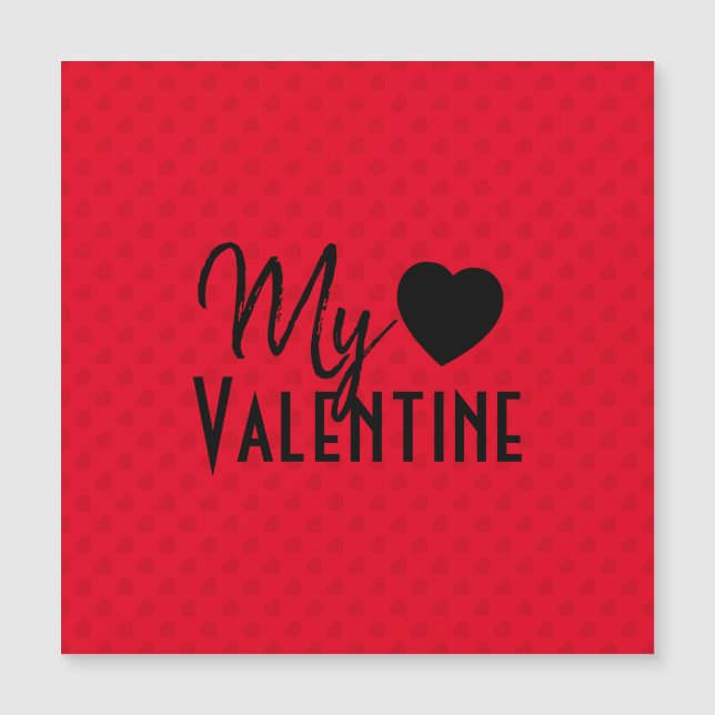 Mein Valentiner-Kalligrafiedesign im Roten Herzen Magnetkarte (Vorderseite)