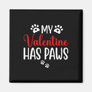 Mein Valentinstag hat Pfoten Lustiger Katzenhund L Magnet