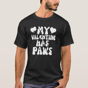 Mein Valentinstag hat Pfoten Pfotenabdrücke Katze T-Shirt