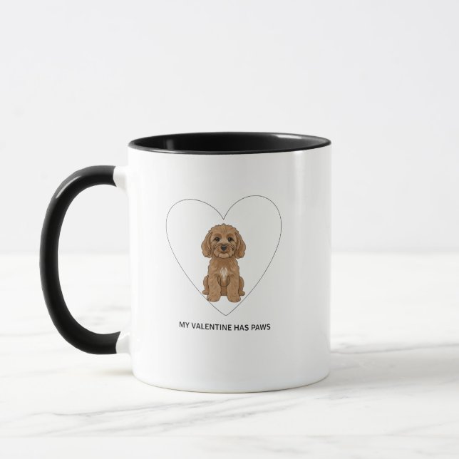 Mein Valentinstag-Partner hat Pfoten Cockapoo-Hund Tasse (Links)