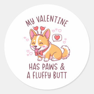 Mein Valentinstag-Partner hat Pfoten und einen fla Runder Aufkleber