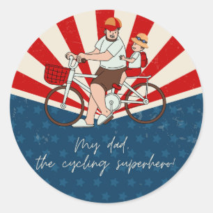 Mein Vater, der Radfahrer-Superheld des Vaters Tag Runder Aufkleber