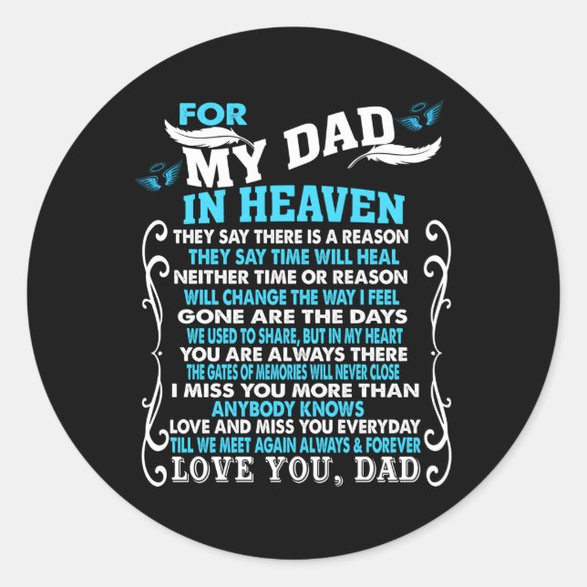 Mein Vater im Himmel Gedicht für Tochter Sohn verl Runder Aufkleber (Vorderseite)
