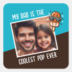 Mein Vater ist der Coolstste Pop je benutzerdefini Quadratischer Aufkleber