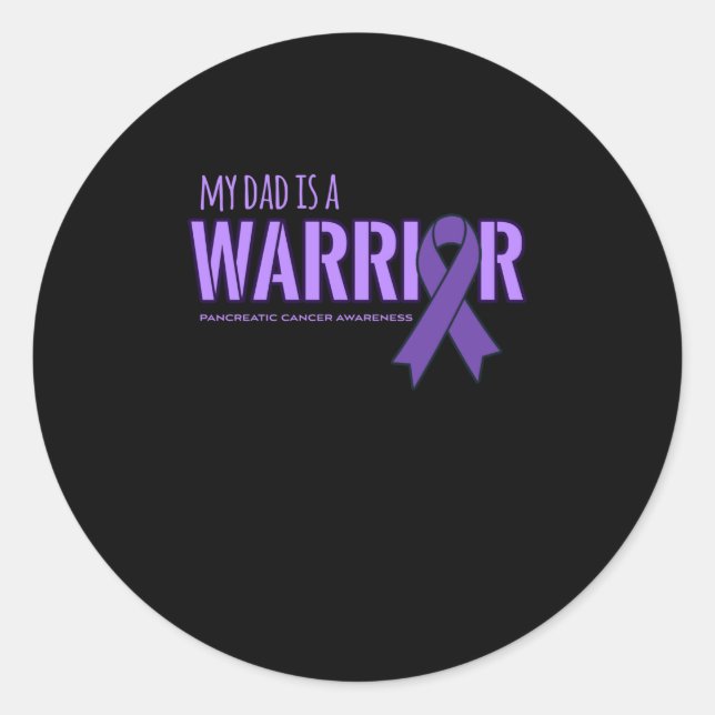 Mein Vater ist ein Krieger-Bauchspeicheldrüsenkreb Runder Aufkleber (Vorderseite)