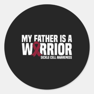 Mein Vater ist eine burgundy Ribbon-Sichelzelle Runder Aufkleber