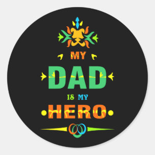 Mein Vater ist mein Held Runder Aufkleber
