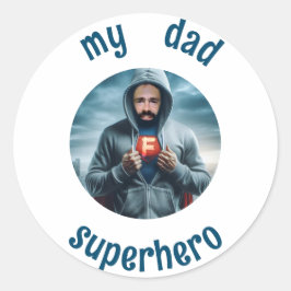 Mein Vater ist Superheld Runder Aufkleber