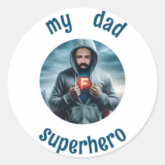Mein Vater ist Superheld Runder Aufkleber
