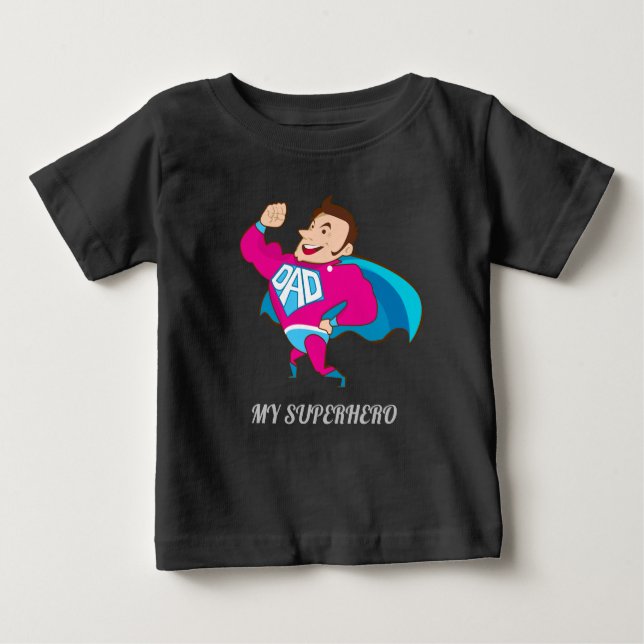 MEIN VATER IST SUPERHERO BABY T-SHIRT (Vorderseite)