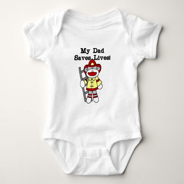 Mein Vater rettet Leben-Feuerwehrmann-T-Shirts und Baby Strampler (Vorderseite)