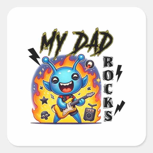 Mein Vater Rocks Quadratischer Aufkleber (Vorderseite)