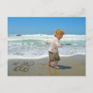 Mein Vater Rocks! Sand schreibt Spaß am Strand Postkarte