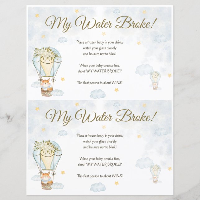 Mein Wasserbroke! Baby Shower Game (Vorderseite)