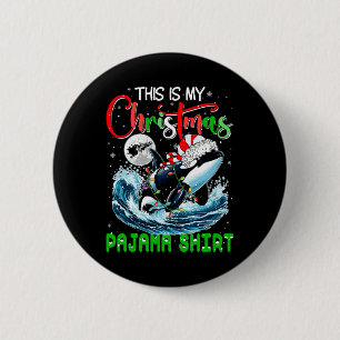 Mein Weihnachten Pajama Santa Orca Sea Animal Love Button