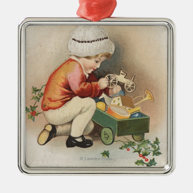 Mein Weihnachten WishKid, Spielwaren beobachtend Ornament Aus Metall (Vorne)