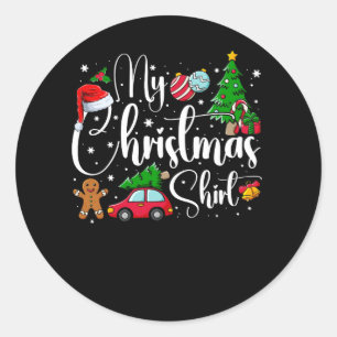 Mein Weihnachts-Shirt Gingerbread Weihnachtsmannmü Runder Aufkleber
