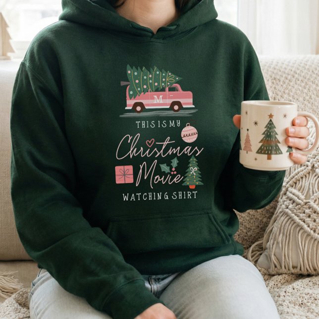 Mein Weihnachtsfilm sieht Shirt Pink Retro Van (Retro Cozy Christmas Van Holiday Movie Watching Hoodie)