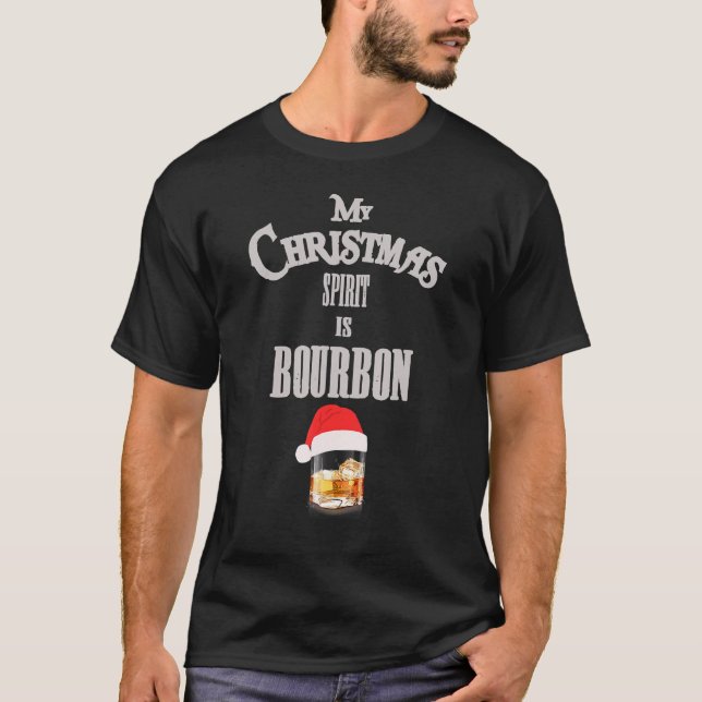Mein Weihnachtsgeist ist Bourbon Funny Drink Sant T-Shirt (Vorderseite)