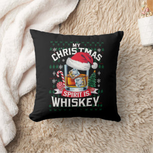Mein Weihnachtsgeist ist Whiskey hässlicher Sweate Kissen