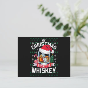 Mein Weihnachtsgeist ist Whiskey Ugg Sweater Xmas Feiertagspostkarte