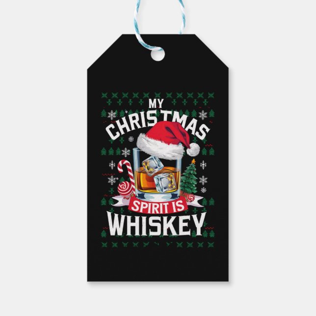 Mein Weihnachtsgeist ist Whiskey Ugg Sweater Xmas  Geschenkanhänger (Rückseite)