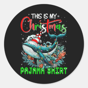 Mein Weihnachtsmann Pajama Santa Whale Sea Animal Runder Aufkleber