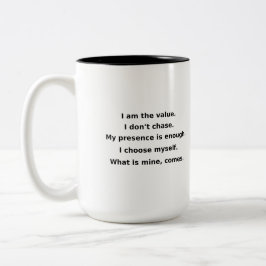 Mein Wert ist nicht verhandelbar | Power Selbstlie Zweifarbige Tasse