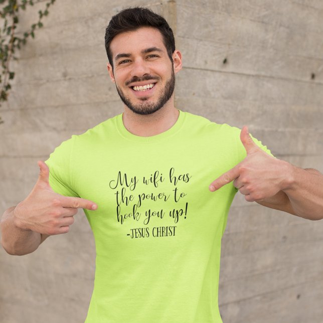 Mein WiFi hat Power Jesus Christus Spaß weiß T-Shirt (Von Creator hochgeladen)