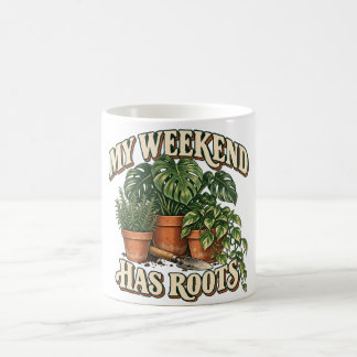 Mein Wochenende hat Wurzeln Retro Zimmerpflanzen Kaffeetasse