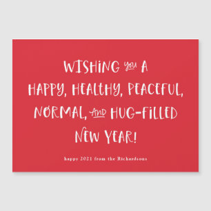 Mein Wunsch für 2021   Red Happy New Year Magnetkarte