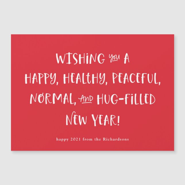 Mein Wunsch für 2021 | Red Happy New Year Magnetkarte (Vorderseite)