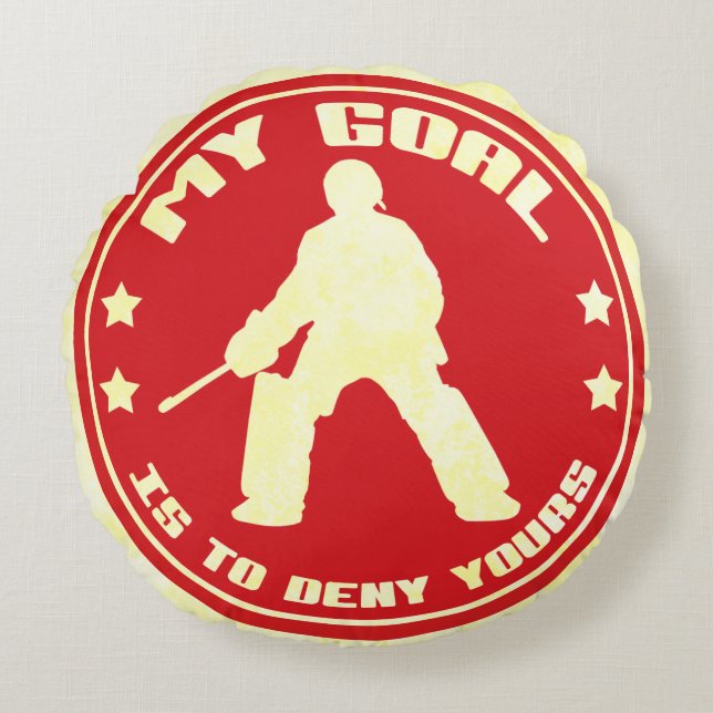 Mein Ziel, Feldhockey Goalie Round Kissen, rot Rundes Kissen (Vorderseite)