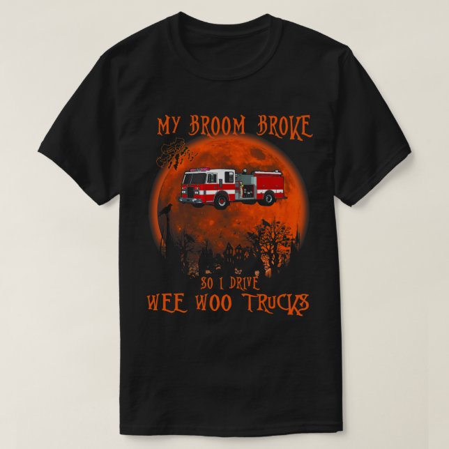 Mein Zimmer brach so, trieb Wee Woo Trucks Feuerwe T-Shirt (Design vorne)