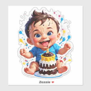 Meine 1. Cake Smash – Süßes Chaos, große Lächeln Aufkleber