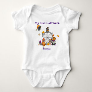 Meine 1. Halloween-Whimsical Halloween-Gnomszene Baby Strampler